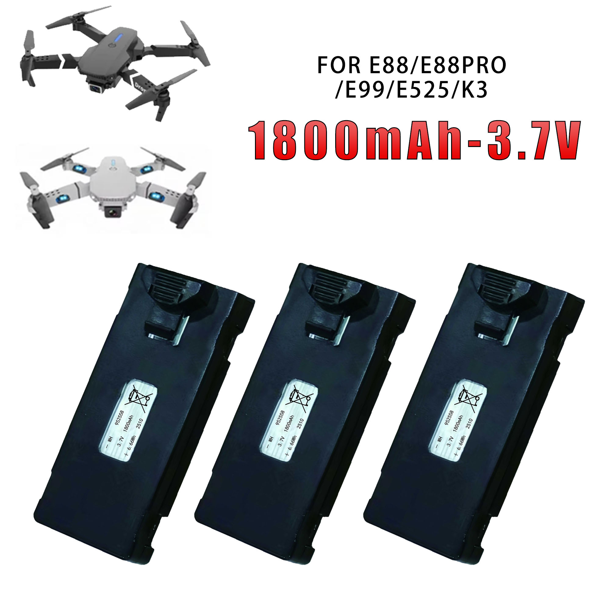 E88 3.7V 1800mAh 오리지널 공장 E88/E - Eachine Drone E58 리뷰 및 가격